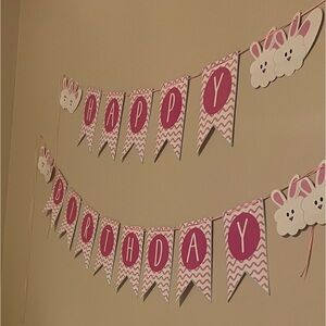 Pink Happy Birthday Banner
